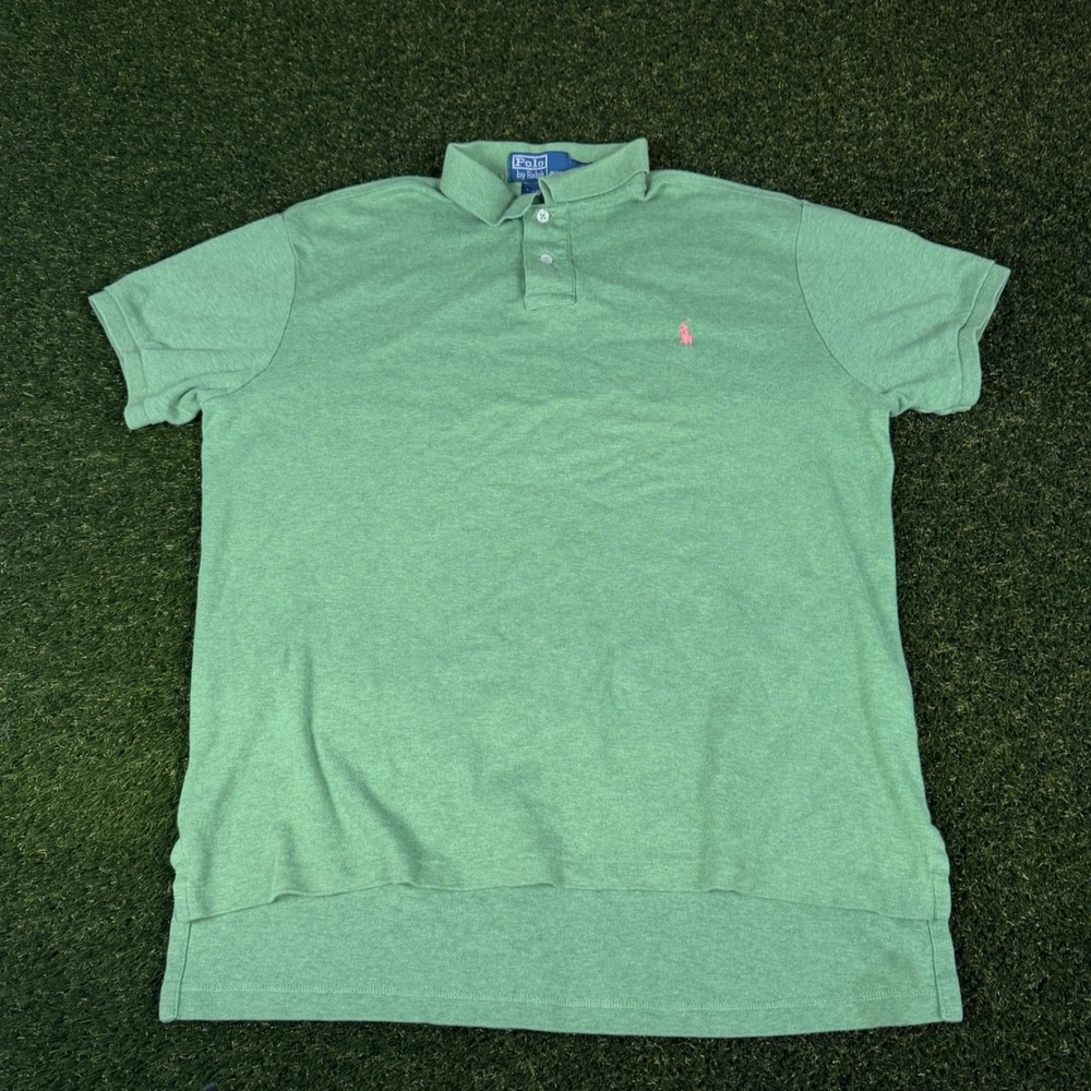 Vintage Polo Ralph Lauren Mens Green Custom Fit Short Sleeve Polo Shirt Large